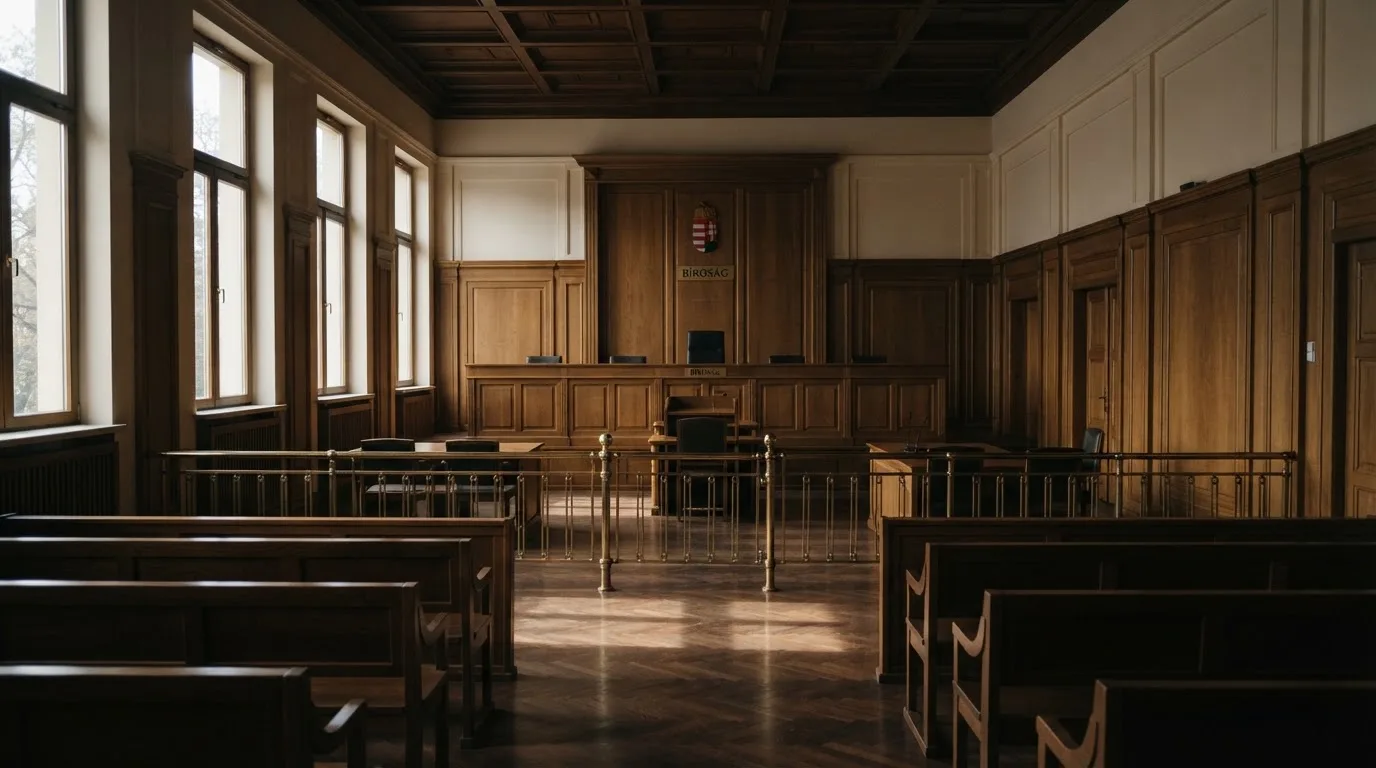Üres tárgyalóterem faburkolattal, reggeli fényben — 10 ingyenes pörgetés magyarországon